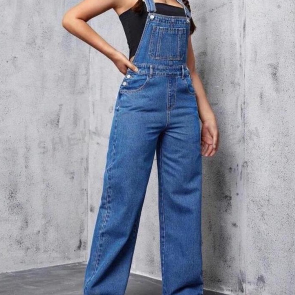 SHEIN Blue Women's Denim Overalls